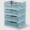 VUSIGN Small Blue Collapsible Storage Crates, Durable Plastic Folding Bins for Home & Office Organization, 4-Pack